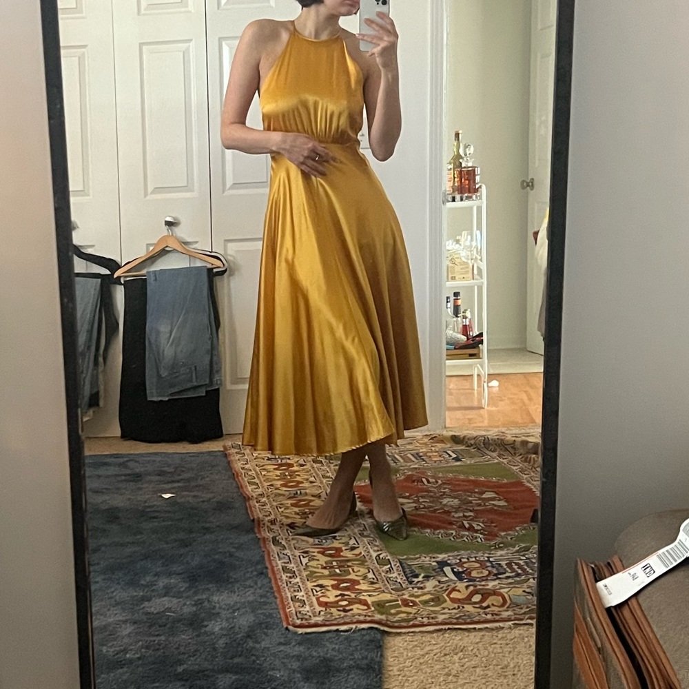 Elegant Mustard Yellow Midi Dress